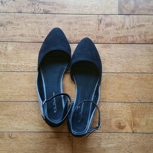 Black and Grey Strapped Flats size 11w